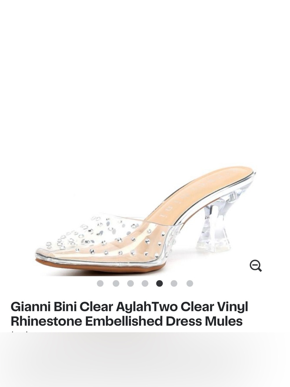 Gianni Bini Clear Rhinestone Embellished Vinyl Dress Mules